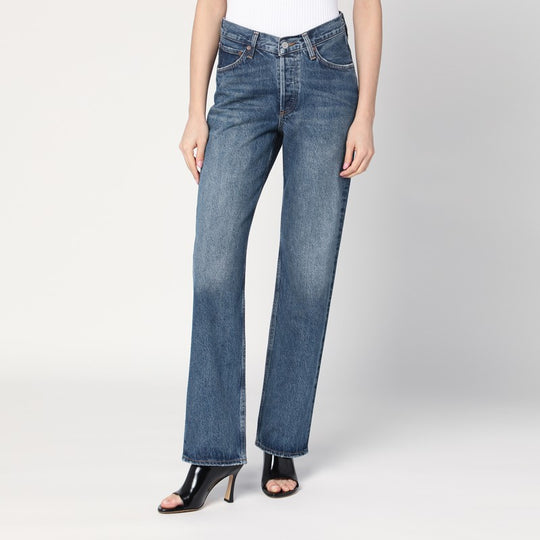 Kelly Blue V-Waist Jeans With Faded Effect