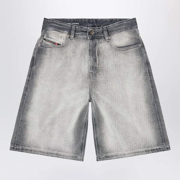 Grey De-Sire Skeleton Denim Bermuda Shorts