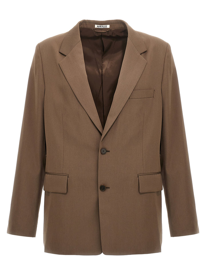 Single-Breasted Wool Blazer Brown