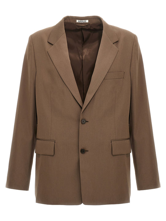 Single-Breasted Wool Blazer Brown