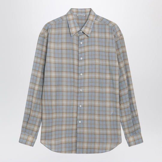 Light Blue/Beige Checked Wool Shirt