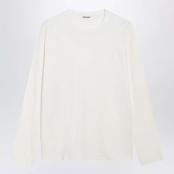 White Long-Sleeved Cotton And Cashmere T-Shirt