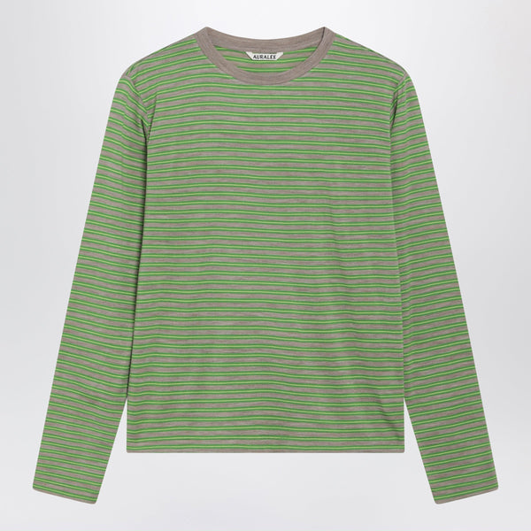 Green Striped T-Shirt In Wool