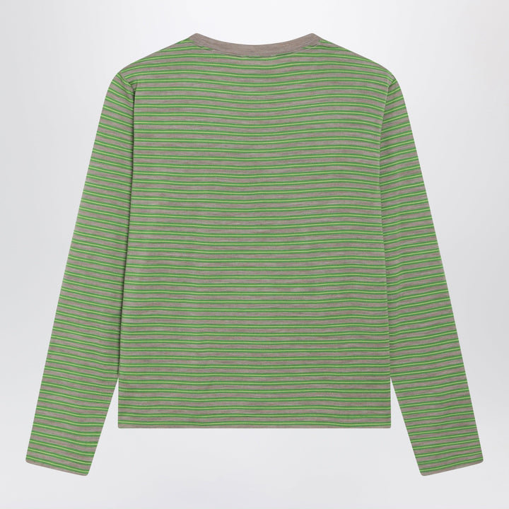 Auralee Green Striped T-Shirt In Wool