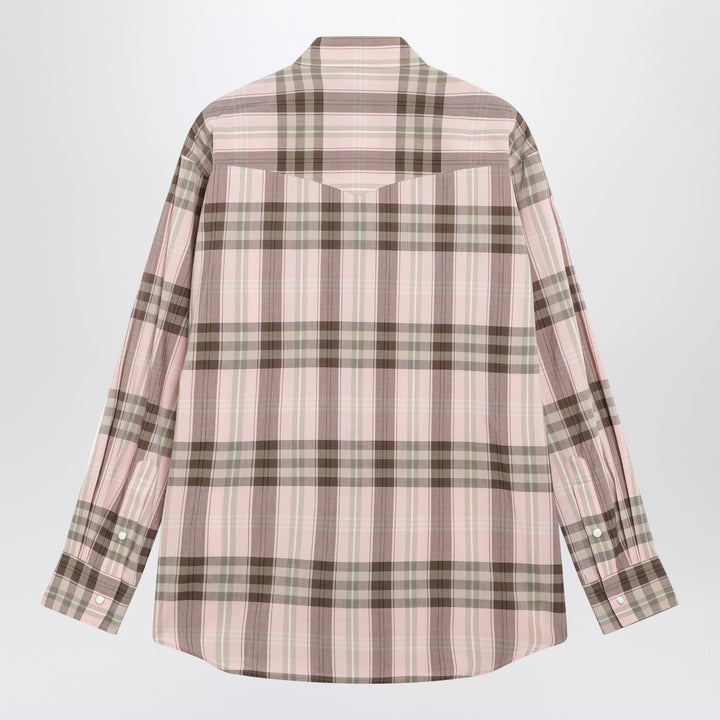 Auralee Pink Check Shirt In Cotton And Silk
