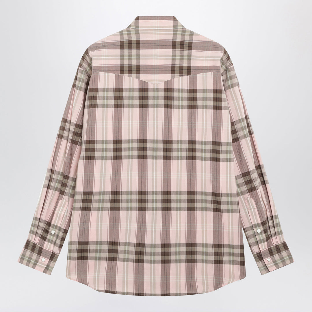 Auralee Pink Check Shirt In Cotton And Silk