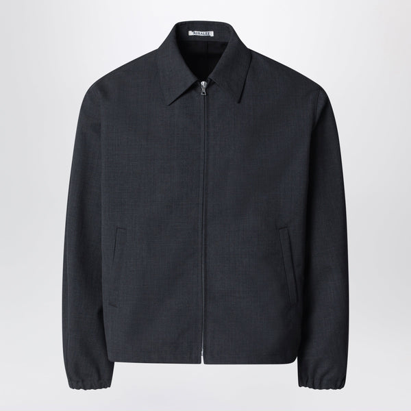 Anthracite Grey Wool Zip-Up Blouson