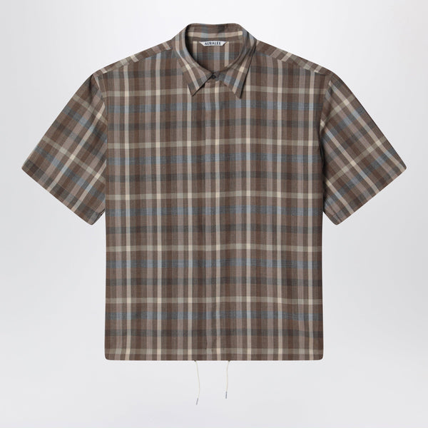 Short-Sleeve Wool Check Shirt