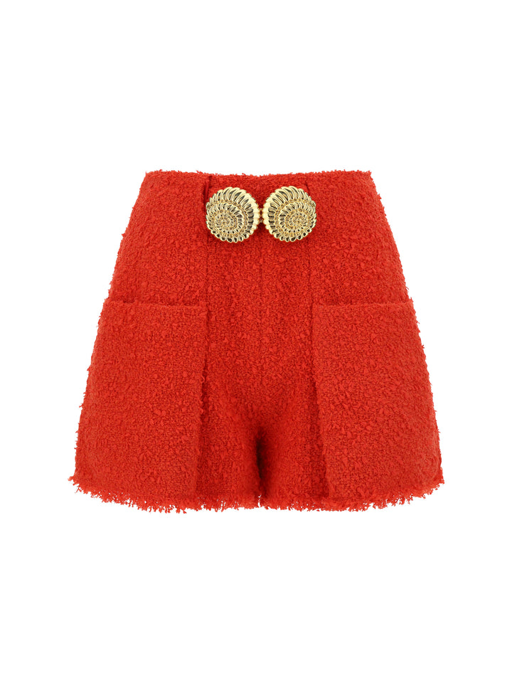 2 PKTS BTN ESCARGOT BELTED TWEED SHORTS