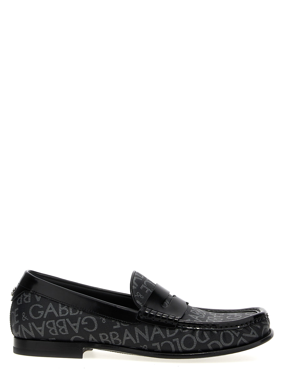 Logo Jacquard Fabric Loafers Black