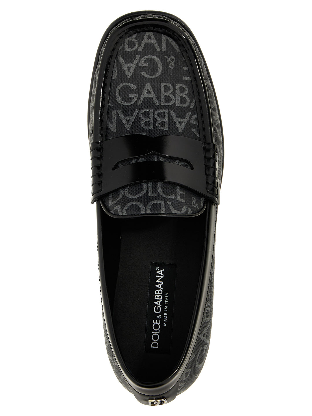 Logo Jacquard Fabric Loafers Black