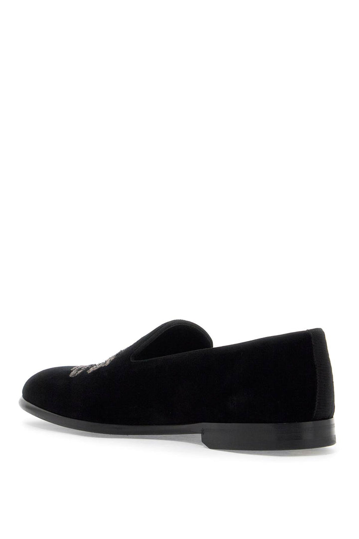 Embroidered Velvet Loafers