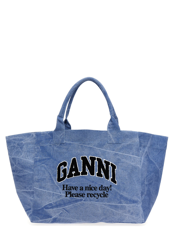 Blue Oversized Canvas Tote Bag Light Blue