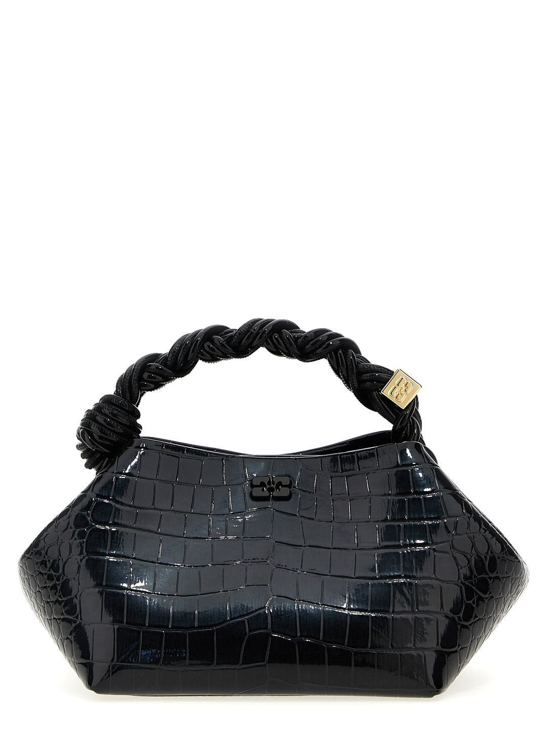 Black Croco Patent Small Ganni Bou Hand Bags Black