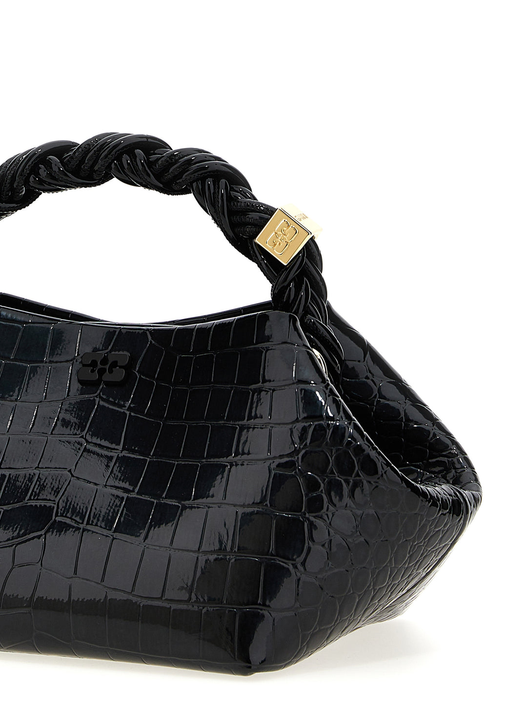 Black Croco Patent Small Ganni Bou Hand Bags Black