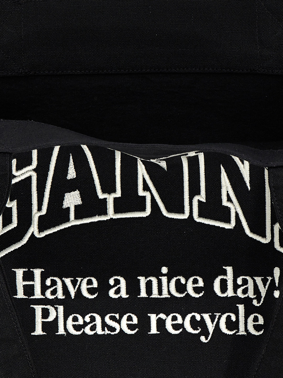 Ganni Large Easy Shopper Contrasted Logo Tote Bag - White/Black | 7c2ca55bd9c3bb25118f240334848a6ef4e27ead