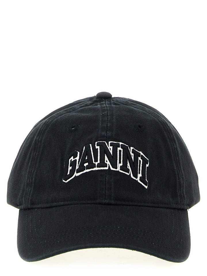 Ganni Canvas Cap Hats - Black | 62a37eaac55b80d69f5696b1b9b6575cf6649814