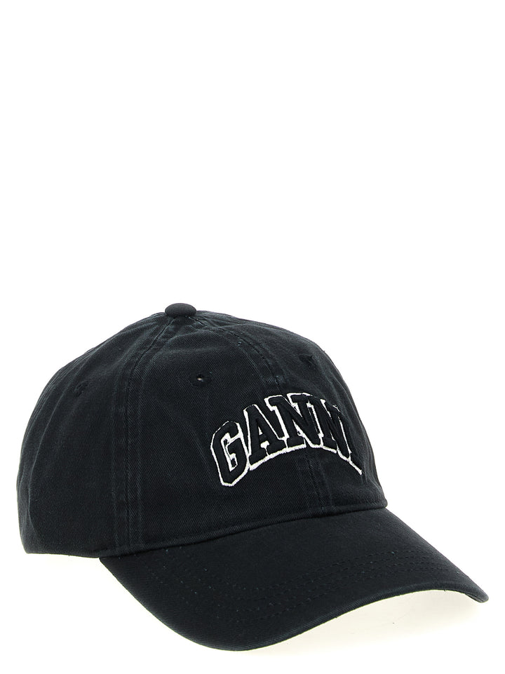 Ganni Canvas Cap Hats - Black | 66f6ae6f7e44ca1c15531c8f169c12879689df74