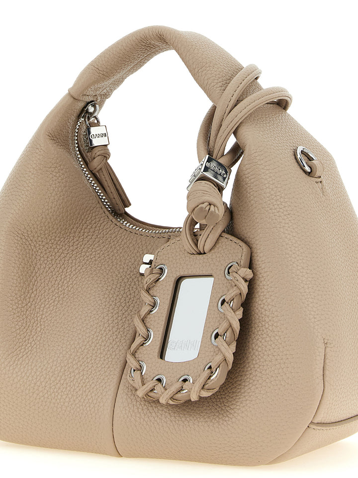 Ganni Mini Hobo Hand Bags - Beige | d7695ddfa766ec00be0c40c980b754febee7d25d