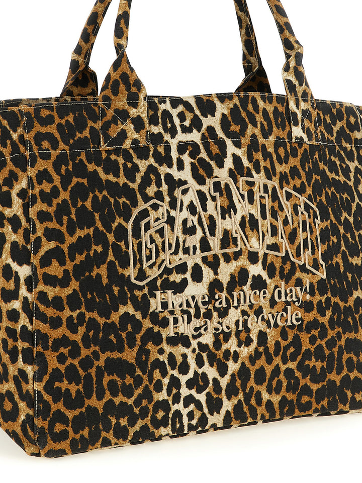 Ganni Leopard Xxl Tote Bag - Brown | 74635bc9eb5001c3934c8614ce3b58810fb89213