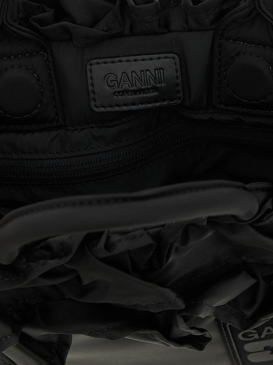 Ganni Mini Shopper Ruffle Hand Bags - Black | 4a12dcc39a2b809658aa98f1be4db37a16207c12