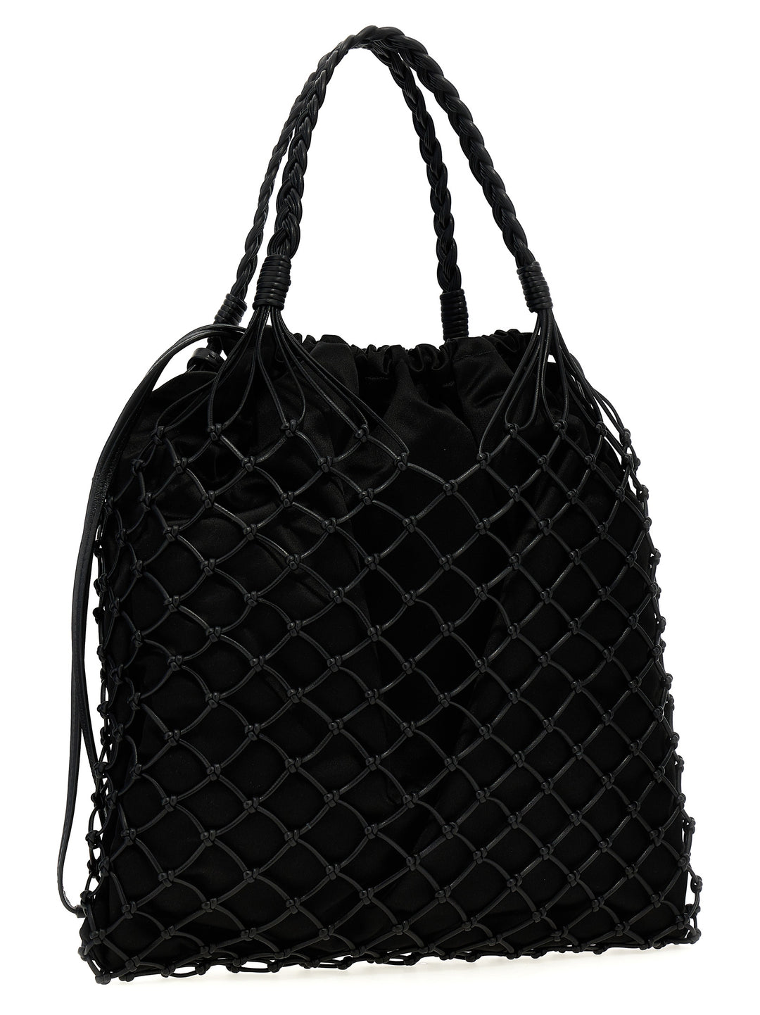 Woven Nappa Leather Shopping Bag Tote Bag Black