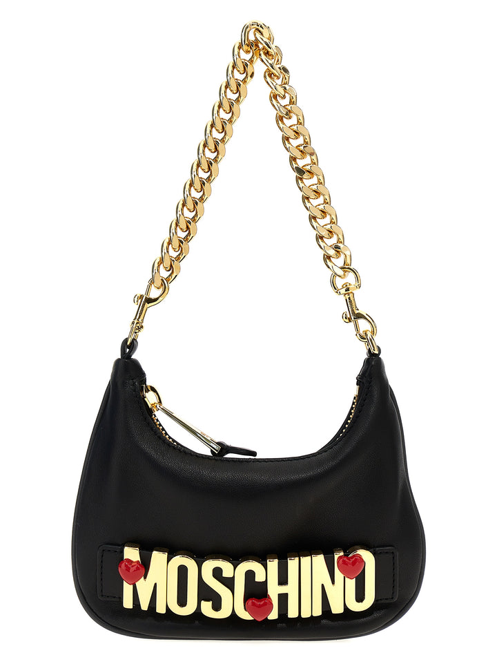 Logo Leather Shoulder Bag Shoulder Bags Black