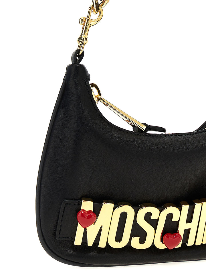 Logo Leather Shoulder Bag Shoulder Bags Black