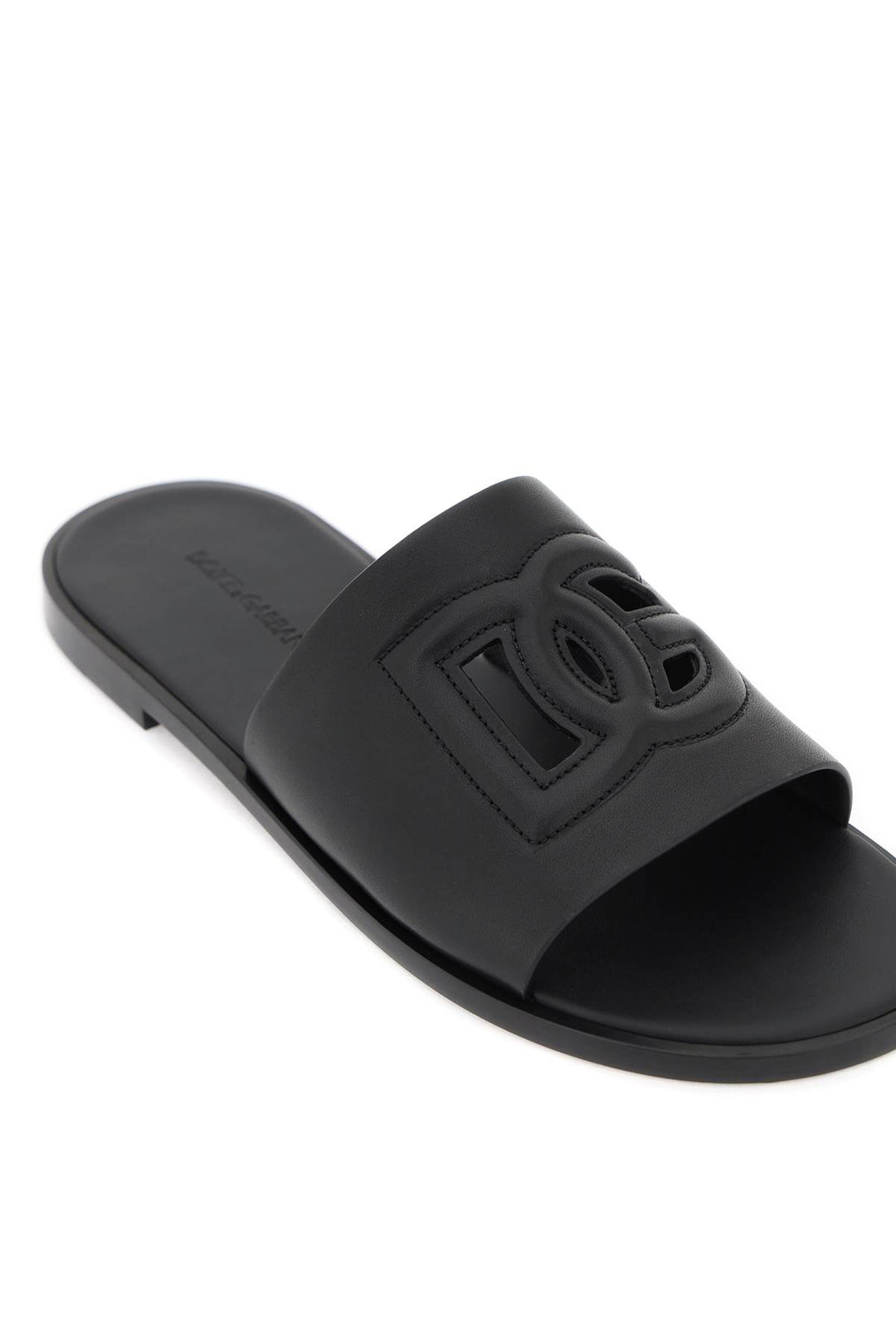 Leather Slides With Dg Cut Out