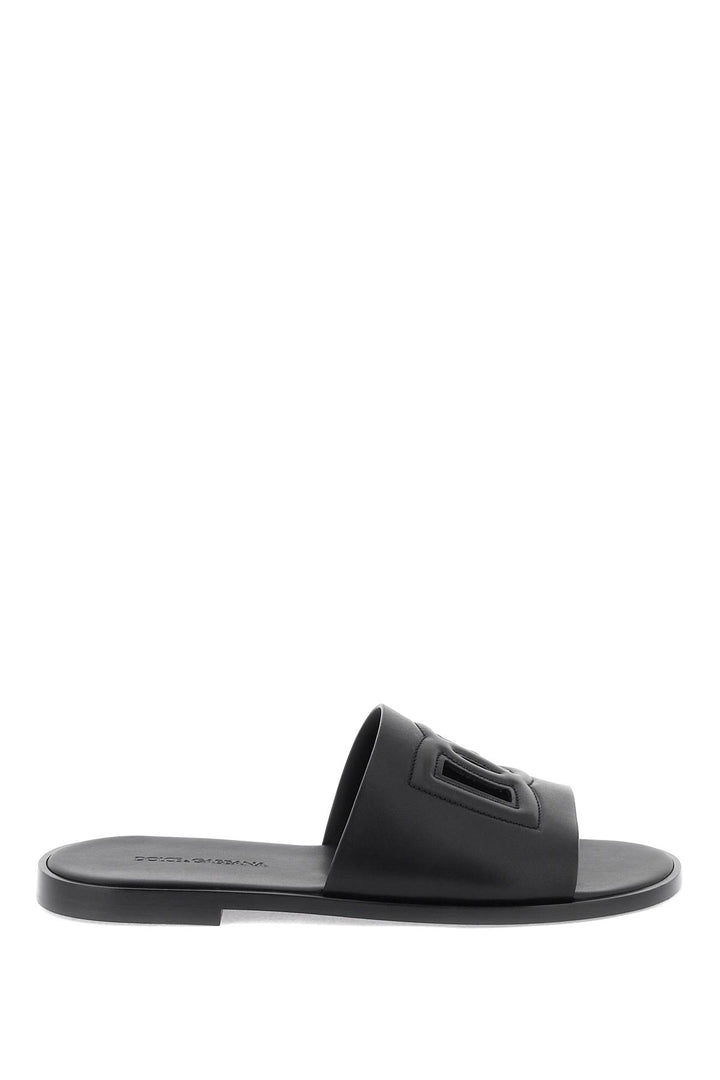 Leather Slides With Dg Cut Out