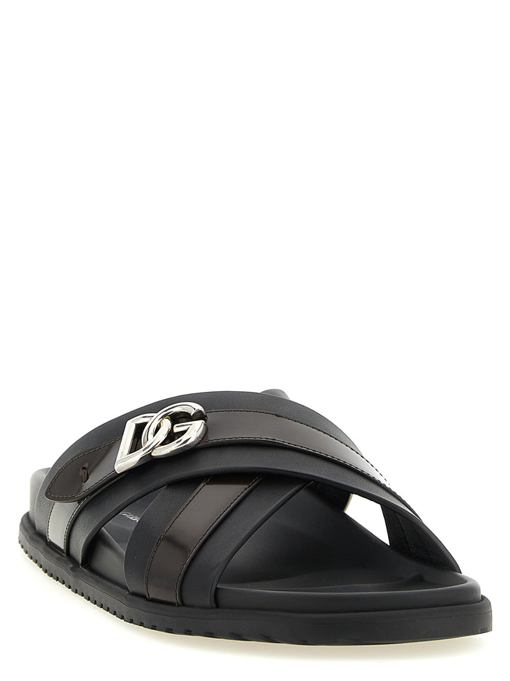 Dolce & Gabbana Dg Casual Sandals - Black | 1acfaa234d73624b8fb870b78eca48536a1c3d07