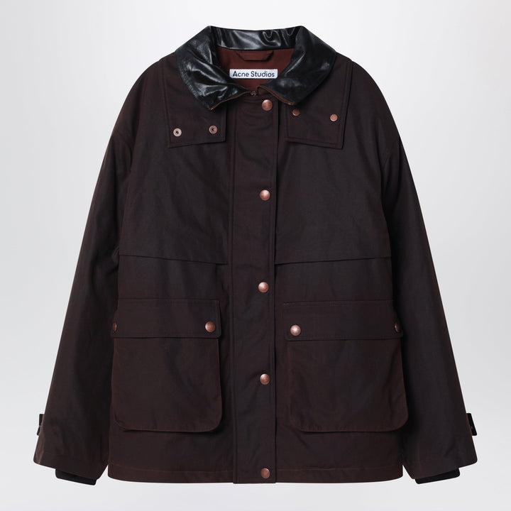 Acne Studios Dark Brown Jacket In Waxed Organic Cotton Canvas