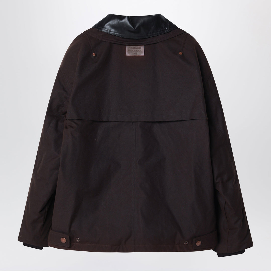 Acne Studios Dark Brown Jacket In Waxed Organic Cotton Canvas