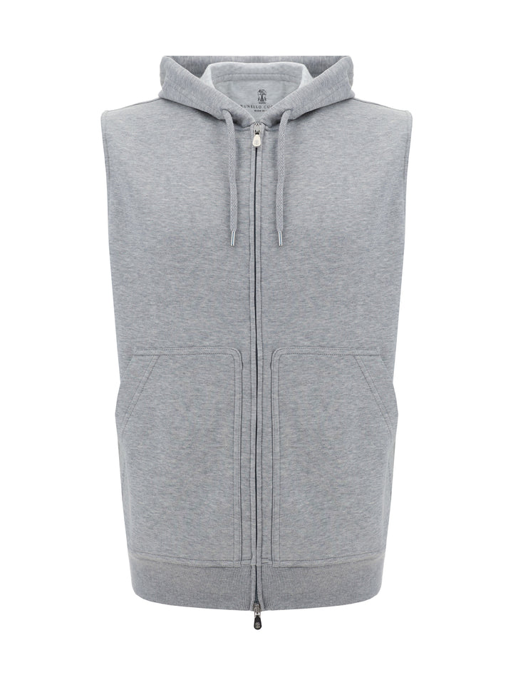 SLEEVELESS CARDIGAN SWEATSHIRT