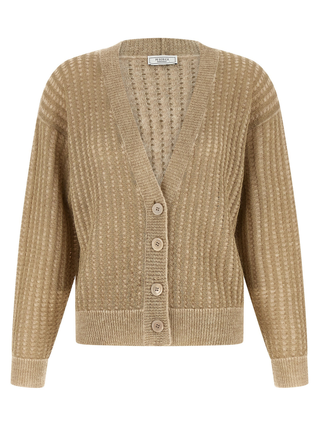 Peserico Waffle Lamé Cardigan Sweaters and Cardigans - Beige | c489f445e39f53ae3b459b30f58a209227cb9cce