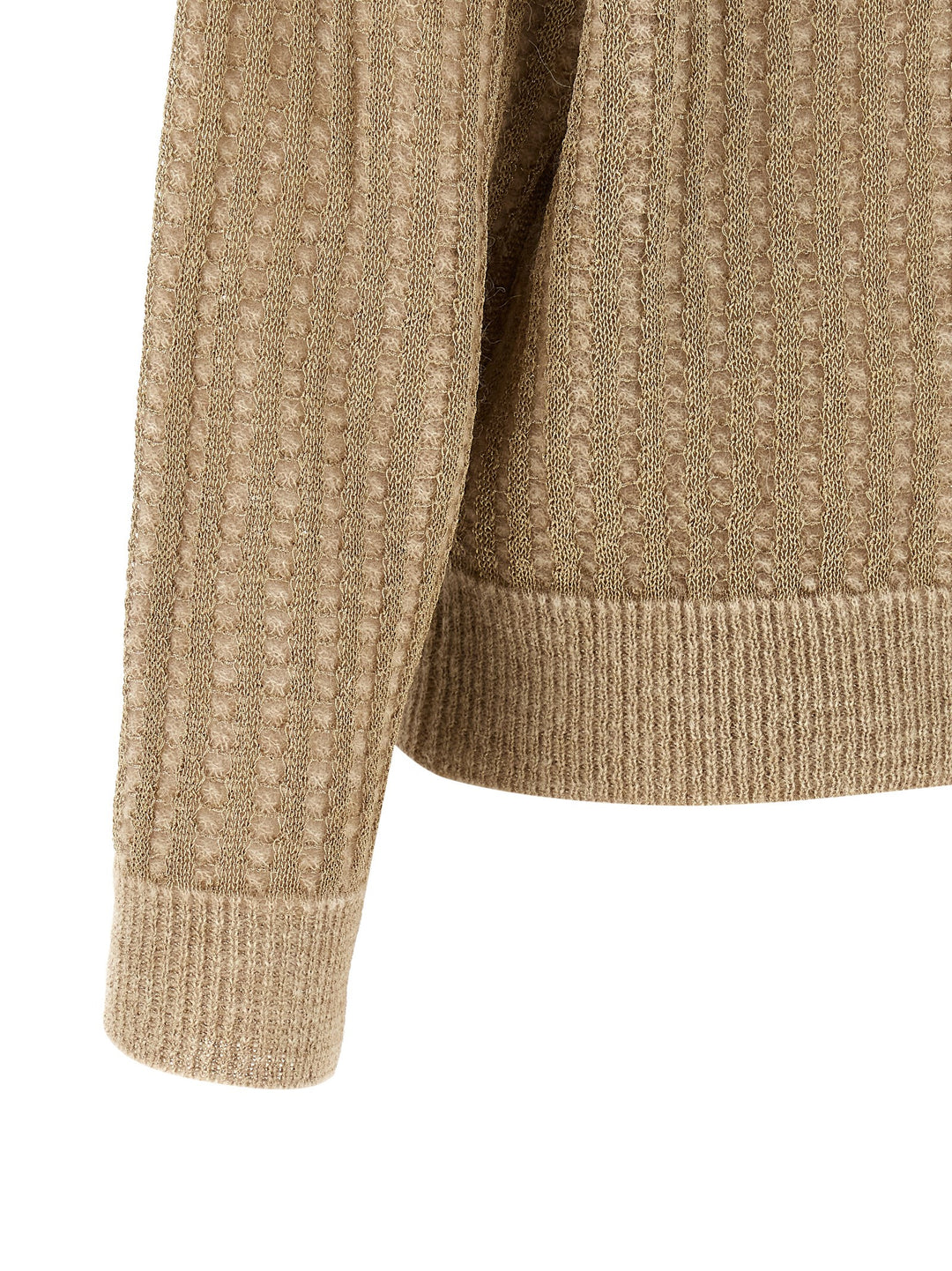 Peserico Waffle Lamé Cardigan Sweaters and Cardigans - Beige | 1b8bc5ef1f7326e3f2e69c8569cf870398aae987