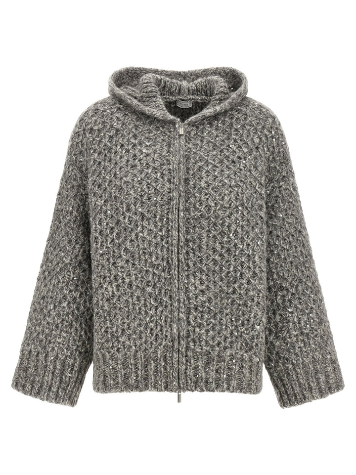 Peserico Zipped Hooded Cardigan Sweaters and Cardigans - Gray | aff90ed0fbc5f3d074b566f39b4fde4e1b45789c