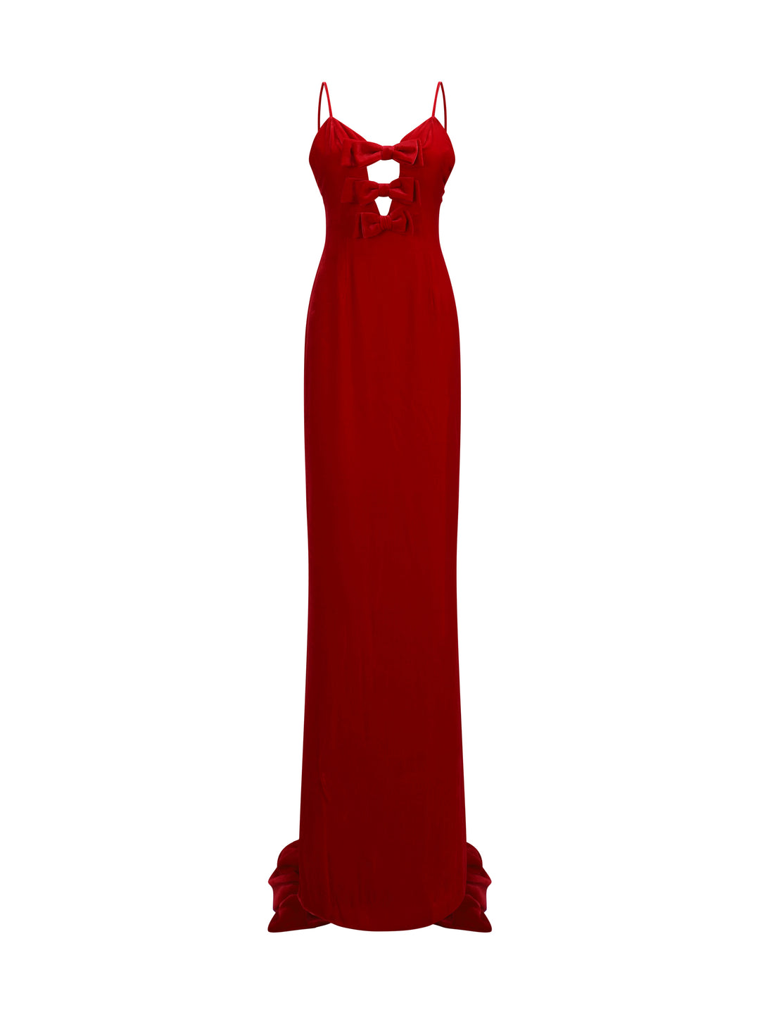 VELVET GOWN WITH BOWS