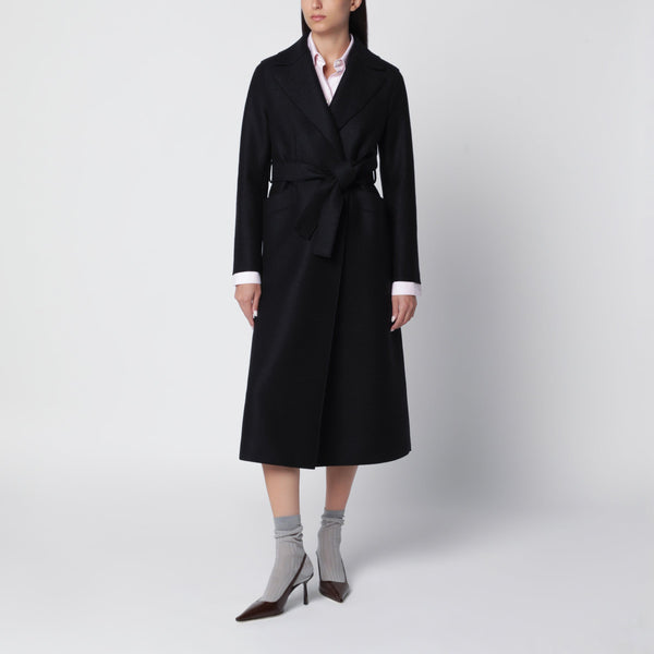 Black Wool Wrap Mini Coat