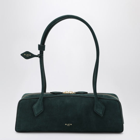 Le Teckel Medium Bag In Green Nubuck Leather