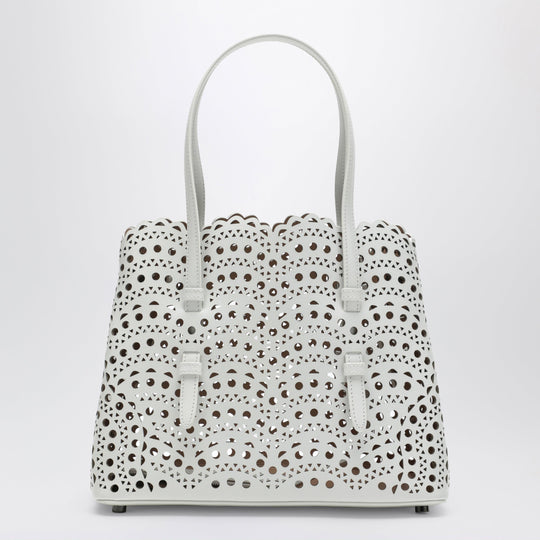 Mina 25 Bag In White Vienne Wavy Calfskin Leather