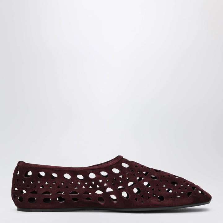 Alaïa Cherry Suede Vienne Perforated Slippers