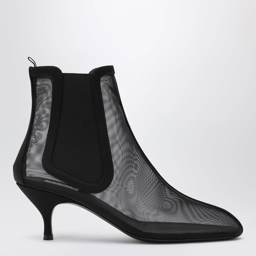 Alaïa Black Ankle Boots In Sheer Mesh