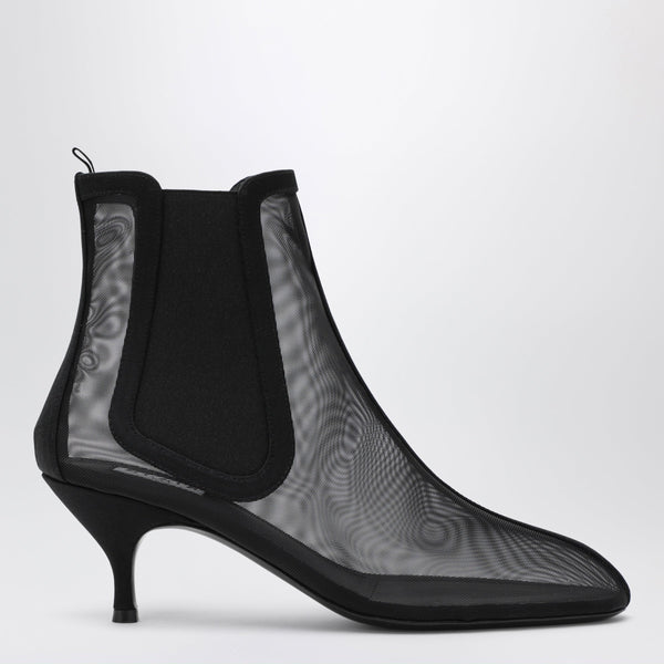 Black Ankle Boots In Sheer Mesh