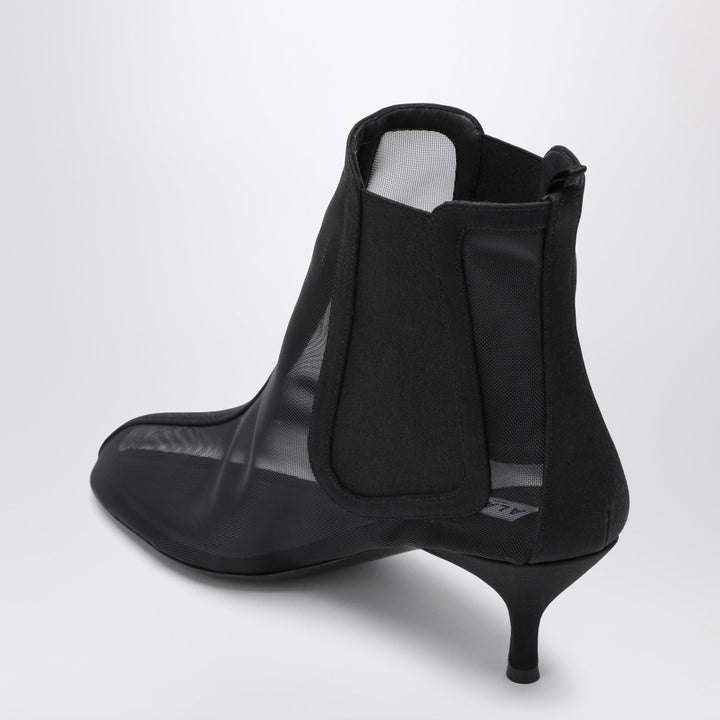 Alaïa Black Ankle Boots In Sheer Mesh