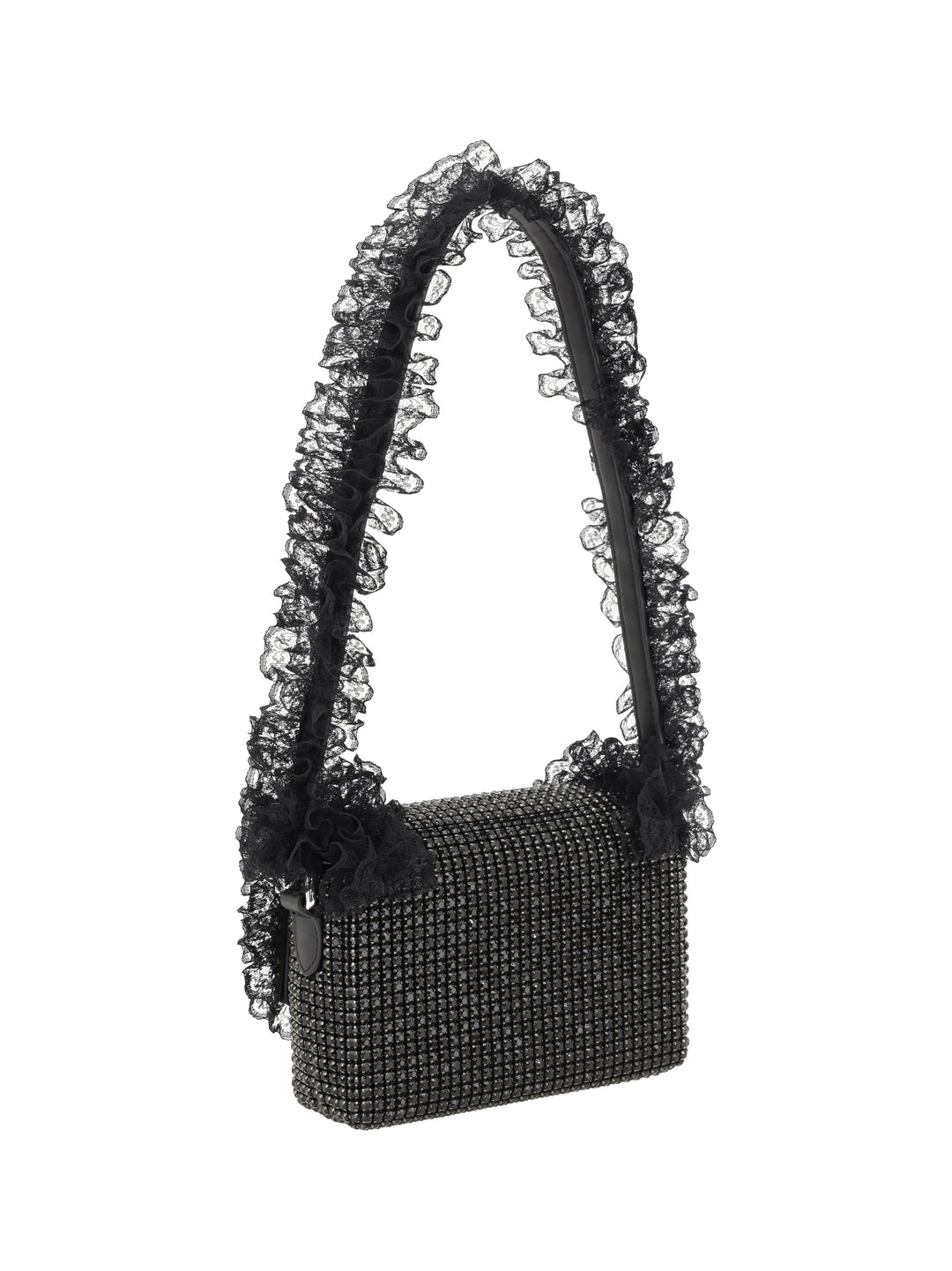 BLACK CRYSTAL LACE DETAIL BAG