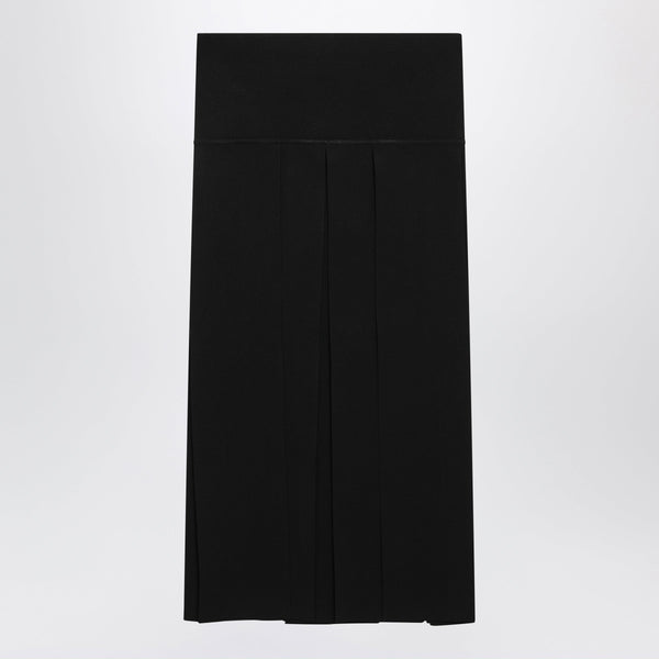 Pleated Black Midi Skirt In Silk Blend