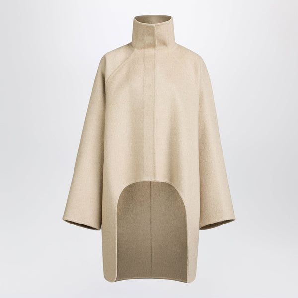 Asymmetric Double-Face Cashmere Coat In Beige