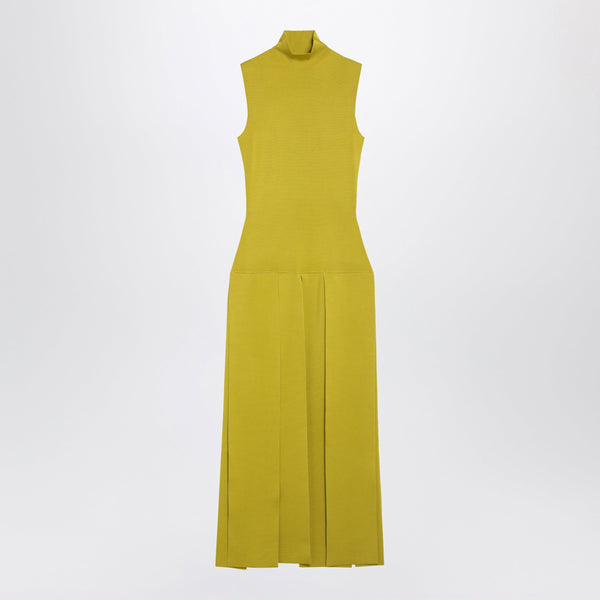 Lime Pleated Knit Maxi Dress