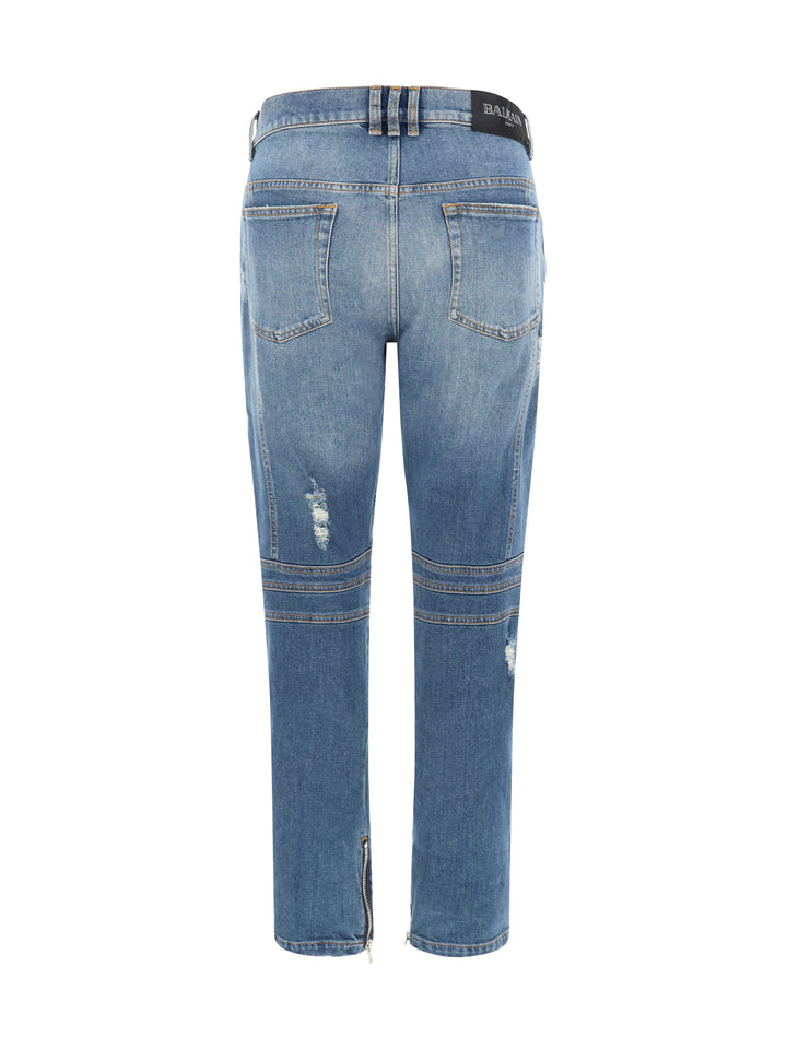 BIKER DENIM PANTS - VINTAGE BLUE WASH